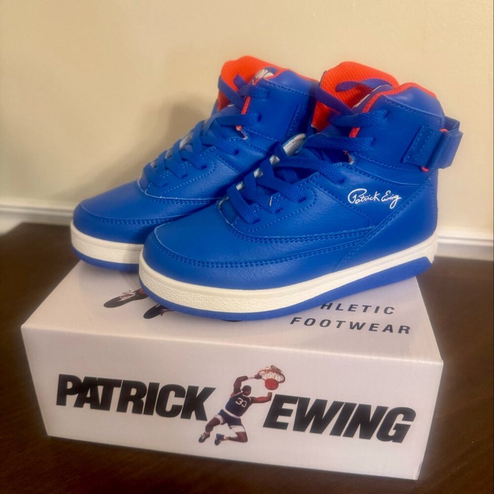 Patrick Ewing 33 Orion Strap Sneakers – Royal/White/Orange – Youth 1.5
